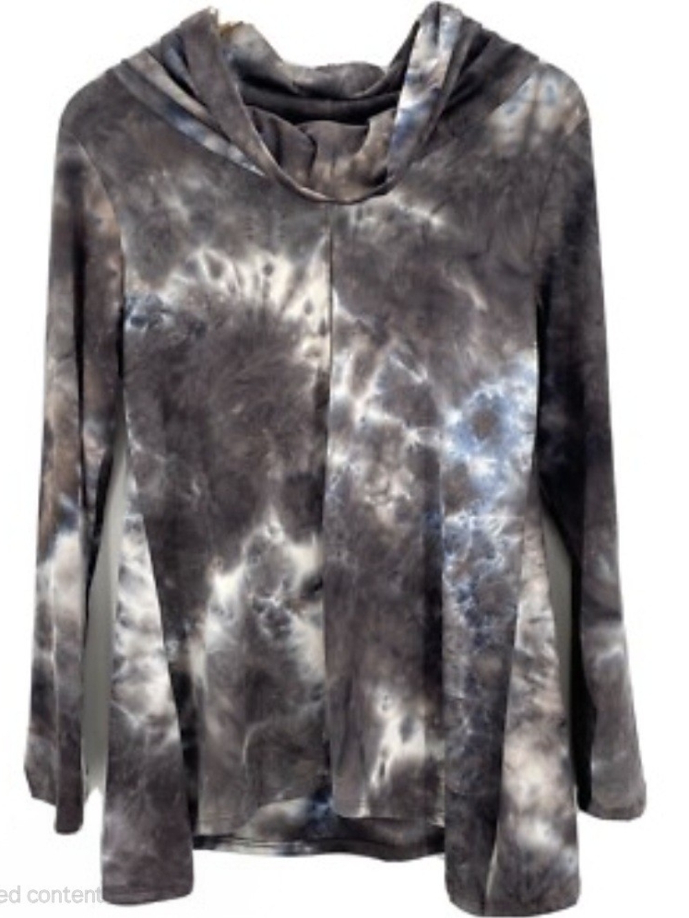 Forgotten Grace Tie-Dye Hooded Long-Sleeve Top - Gray/White